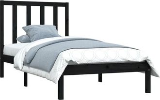 vidaXL Bed Frame without Mattress Black Solid Wood Pine 100x200 cm Vidaxl