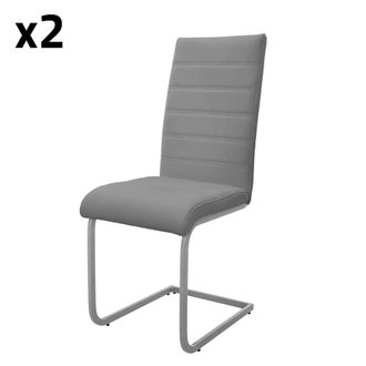 ML Design Lote de 2 sillas de comedor de piel sint&eacute;tica, gris