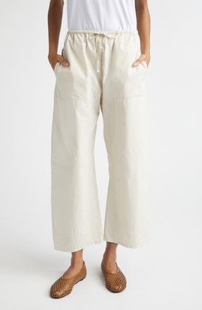 Leset Kyoto Cotton Drawstring Utility Crop Pants in Chalk at Nordstrom, Size X-Small