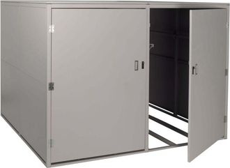 Hhg [NON UTILIZZATO] Garage per 4 biciclette HHG-859c, rimessa con deposito, in metallo con serratura 160x222x208cm, grigio chiaro