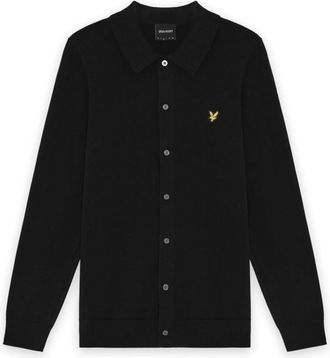 Lyle & Scott Mid Knits Katoenen Gebreid Shirt - Heren - Vesten - Zwart - L - Katoen - Truien & Vesten