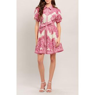 Flying Tomato Printed Minidress in Off White/Pink at Nordstrom Rack, Size Medium