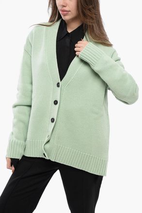 Jil Sander Cardigan in Misto Cashmere con Fondo Asimmetrico Jil Sander