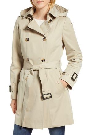 London Fog Trench Coat with Detachable Liner & Hood in Stone at Nordstrom, Size X-Small