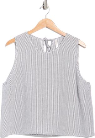 Renee C Stripe Sleeveless Cotton Top in Black at Nordstrom Rack, Size 2X