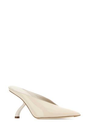Ferragamo Womens Ivory Leather Itaca Sabot Mascarponebiscottomascarpone Scarpe Con Tacco