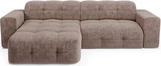 Sia Home Sof&aacute; cama izquierdo 5 plazas terciopelo gofrado topo