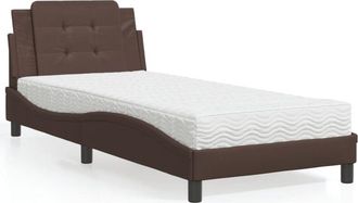 vidaXL Cama Con Colch&oacute;n Cuero Sint&eacute;tico Marr&oacute;n 80x200 Cm Vidaxl