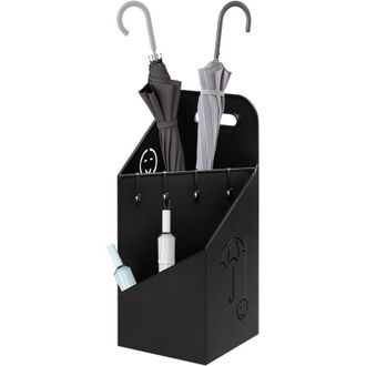 Woltu Woltu Parag&uuml;ero De Metal, Contenedor De Paraguas Con 4 Ganchos, Negro