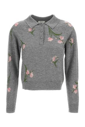 Erdem Floral Pattern Merino Wool Polo Jumper