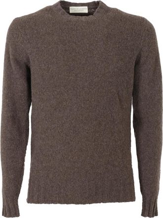 FILIPPO DE LAURENTIIS Gcollo Ecocashmere Garzato - Heren - Ronde hals truien - Bruin - L - Truien & Vesten