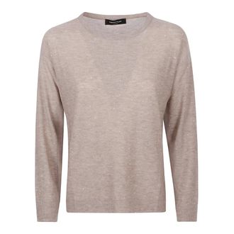 Fabiana Filippi Trui met pailletten - Dames - Ronde hals truien - Beige - S - Pailletten - Truien & Vesten