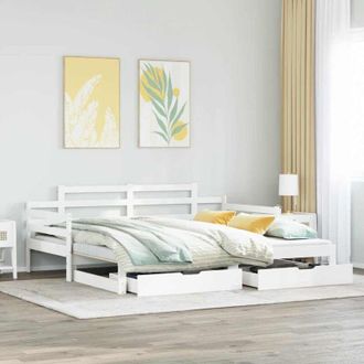 vidaXL Sof&aacute; Cama Nido Con Cajones Sin Colch&oacute;n Blanco 80x200 Cm Vidaxl