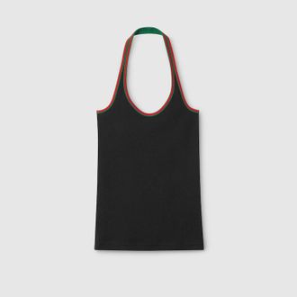 Gucci Heavy Cotton Rib Tank Top, Black, Ready-to-wear