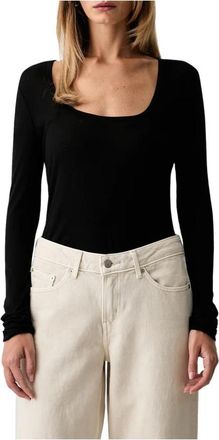 Patrizia Pepe Lange mouwen top met laagjes - Dames - Longsleeves - Zwart - L - Wol - Tops