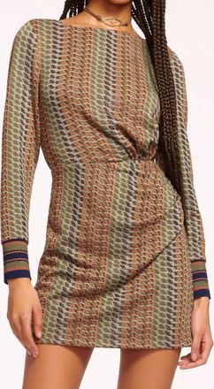 Ramy Brook Wheller Ruched Long Sleeve Mini Dress In Woodrose Combo