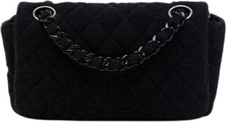 Chanel Pre-owned Quilted Terry Cloth Shoulder Bag - Dames - Vintage Schoudertas - Zwart - ONE Size - Katoen - Vintage