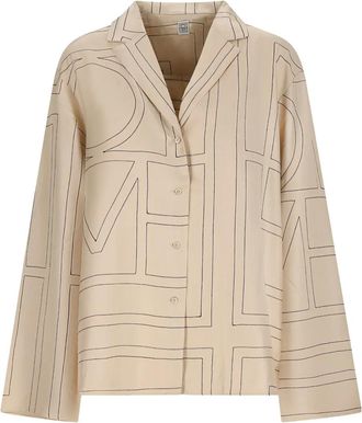 Toteme Top in seta con monogramma - Toni neutri