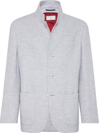 Brunello Cucinelli cashmere single-breasted coat - men - Cupro/Cashmere/Cotton - S - Grey