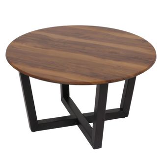 Hhg Nunca Usado] Mesa De Centro Hhg 727, Mesa Auxiliar Mesa De Sof&aacute;, Madera Maciza Hpl Laminado Melamina &Oslash;80cm, Aspecto Madera Sheesham, Marco Oscuro