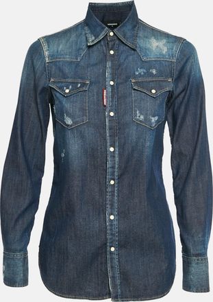 Dsquared2 Blue Chambray Distressed Shirt