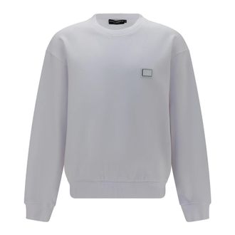 Dolce & Gabbana Felpa girocollo con placchetta logo - - Sweatshirts & Hoodies - Uomo - Bianco - XL