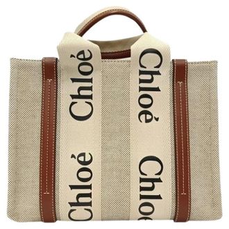 Chlo&eacute; Pre-owned Tote Bags, female, Beige, Size: ONE SIZE Pre-owned Small Woody Tote Bag