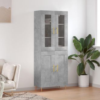 vidaXL Vidaxl - Aparador Alto Madera Contrachapada Gris Hormig&oacute;n 69,5x34x180 Cm