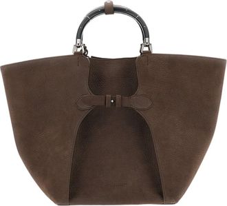 Ralph Lauren Collection Hammered Nubuck Tote Bag with Covered Metal Handles and Removable Strap