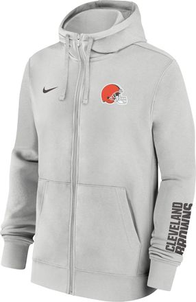 Nike Cleveland Browns Club Nike Mens NFL Full-Zip Hoodie in Grey | 01NC0BB9I-1LR