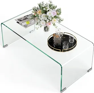 HOMCOM Homcom Tavolino In Vetro Temperato Da Salotto Moderno 80x45x35 Cm