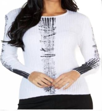 Angel Scoop Neck Sweater In White/black