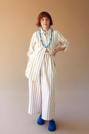 Kalalou Striped Button Front Shirt And Pant Set