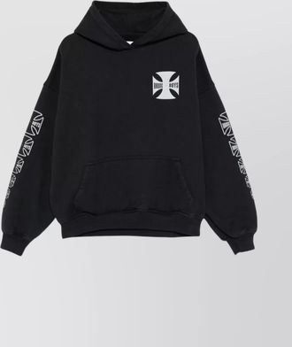 Rhude hoodie boys front pocket cuffs hem