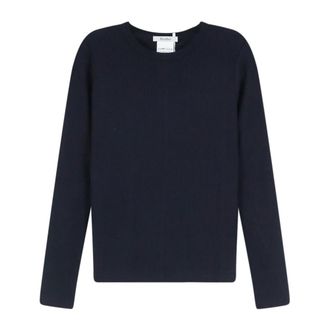 Max Mara Trui met ronde hals en ribbelstructuur - Dames - Longsleeves - Blauw - M - Tops