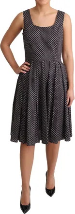 Dolce & Gabbana Black Floral Cotton A-Line Stretch Womens Dress