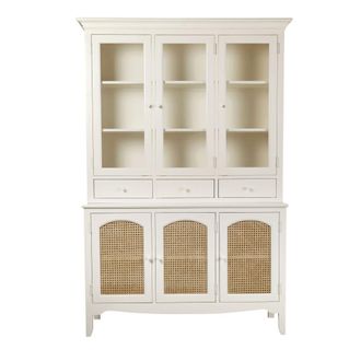 Maisons du monde Alacena de ca&ntilde;a de 6 puertas color blanco roto 123 cm