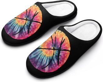 Generic Watercolor Tie Dye Basketball Men Slippers Funny House Shoes Cotton Slipper for Indoor Outdoor
