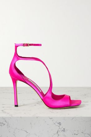 Jimmy Choo London Sandali In Raso Azia 95 - Rosa