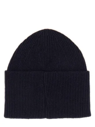 HUGO BOSS 50496011_10251121410 Logo-Patch Ribbed Knit Beanie - Navy