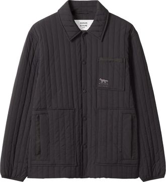 Maison Kitsun&eacute; Gewatteerd Jack - Heren - Zomerjassen - Zwart - XL - Nylon - Jassen