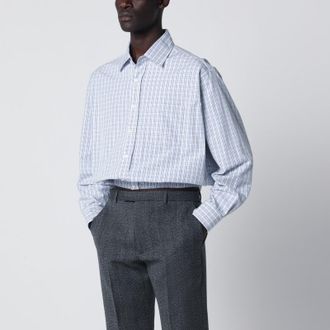 Prada Cropped check-pattern shirt in white/light blue