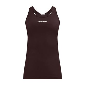 Jil Sander Sleeveless Tops, female, Brown, XS, Logo Tank Top