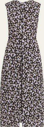 Proenza Schouler Ella Floral Ruched Satin Midi Dress