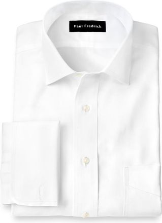 Paul Fredrick Slim Fit Non-iron Cotton Pinpoint Spread Collar French Cuff Dress Shirt in White at Nordstrom, Size 16.5 - 35