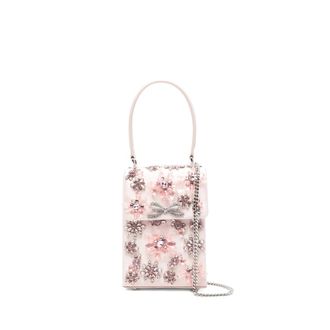 Self Portrait Floral-crystal Satin Mini Tote Bag