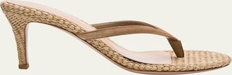 Gianvito Rossi 70mm Calypso Suede and Raffia Heeled Thong Sandals