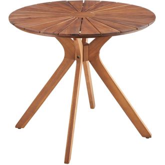 TecTake Mesa de jard&iacute;n redonda de madera maciza, marr&oacute;n 70 x 62 cm
