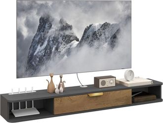 HOMCOM Homcom - 140 cm Floating tv Unit with Storage Entertainment Media Console Grey
