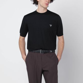 Prada Black wool T-shirt with logo